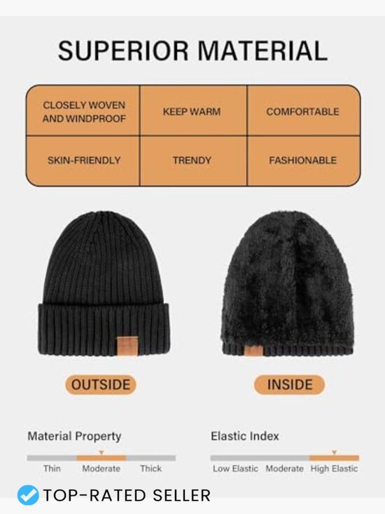 3 Pack Beanie Hats Winter Thermal Fleece Lined Thick Knit Skull Cap Unisex main image 5